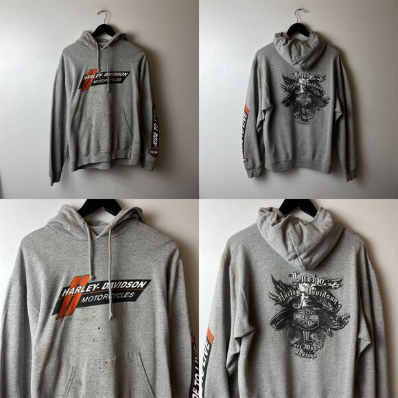 Harley Davidson Fort Wayne Indiana Hoodie Adult Gray Large Graphic - Picture 12 of 16